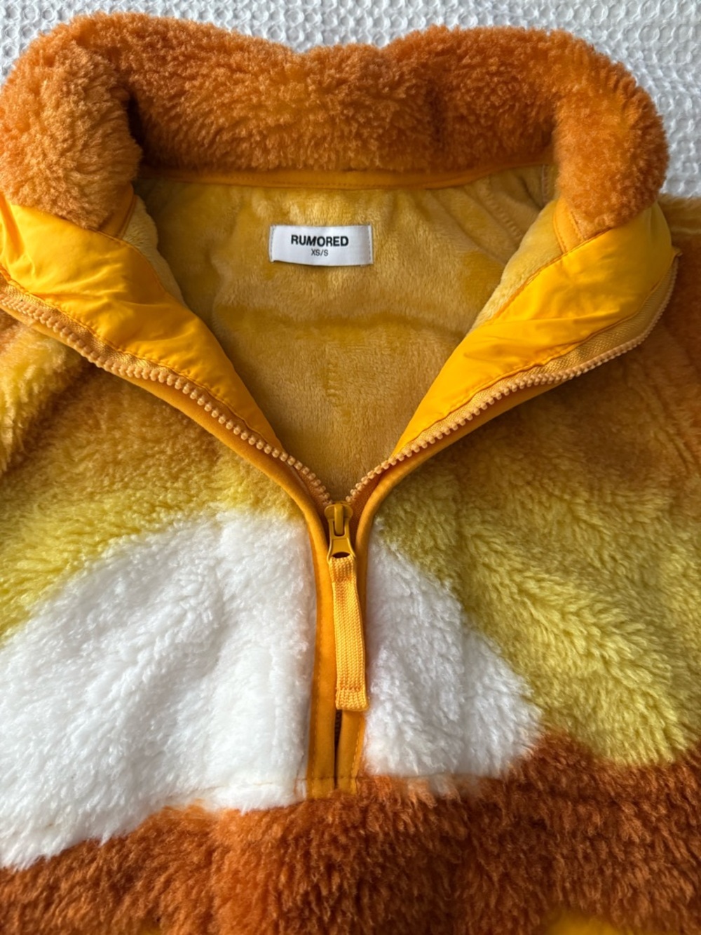 Rumored XS Sunset Ombre Sherpa Pullover. Yellow, Orange, Red, Purple. Never worn - Picture 2 of 5